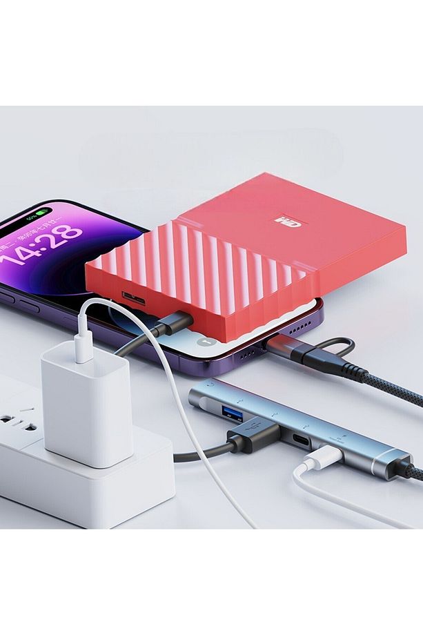 iPhone 11/12/13/14/15 Plus/16 Pro Max Uyumlu Type-C/Lightning To USB/Type-C/3.5mm Jack Çevirici HUB - 5