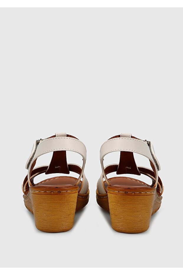 Bej Kadın Konfor Sandalet - 4