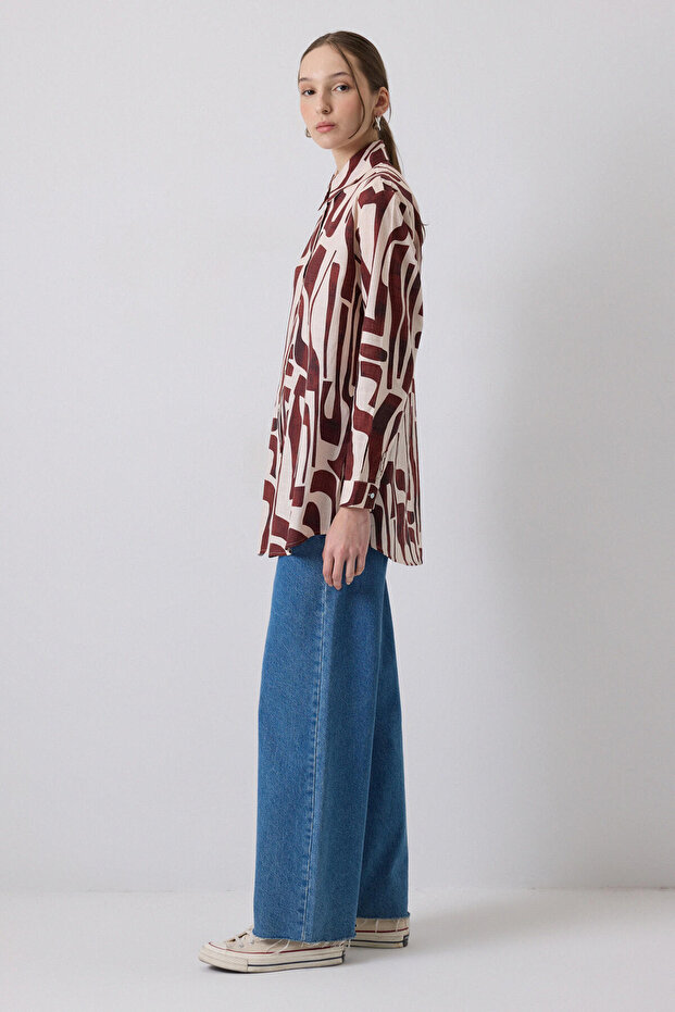 DESENLİ OVERSIZE GÖMLEK - 4