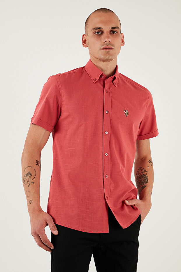U.S. Polo 100% Cotton Regular Fit Button Collar Logo Shirt Men's Shirt G081Gl 0042083854