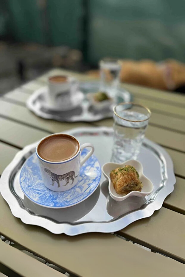 6-Piece Luxury Oval Coffee Presentation Tray | Stainless Tarnish-Free Coffee, Tea, Decorative Presentation Tray 25X20Cm