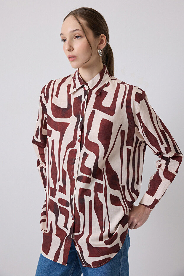 DESENLİ OVERSIZE GÖMLEK - 3