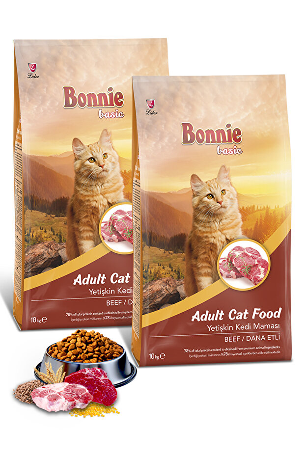 Bonnie Dana Etli Yetişkin Kedi Maması 10 Kg X 2 Adet