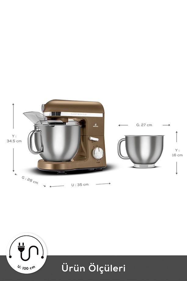 Mastermaid Chef Pro Çift Kollu Stand Mikser Walnut Brown 1750 W - 3