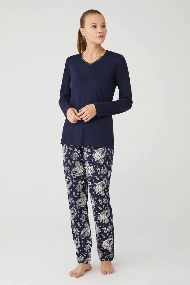 Women's Navy Blue Pajama Set