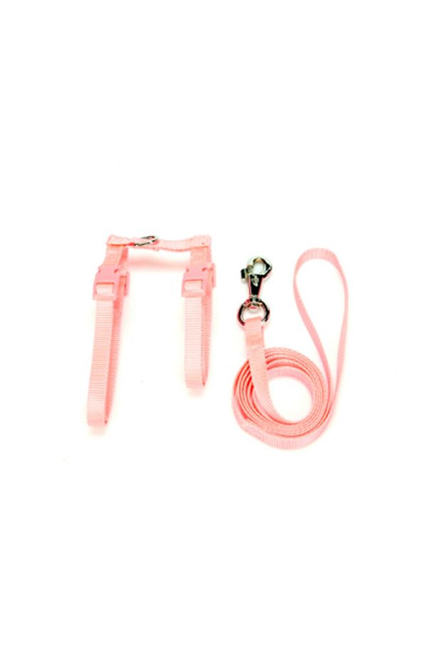 Dokuma Kedi Gezdirme Göğüs Tasma Takımı Pembe KT-10 - 1