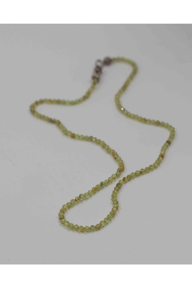 Peridot Stone Thin Natural Stone Necklace 2mm