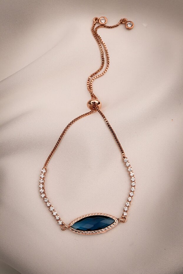 Oval Blue Ta艧L谋 Asans枚Rl眉 Rose Bracelet