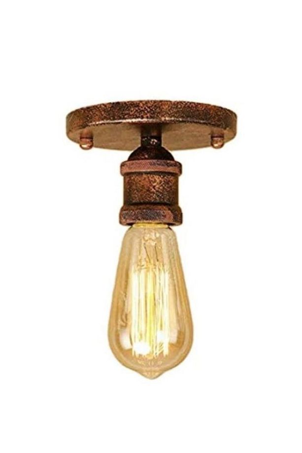 Bakır Eskitme Patinalı Tavan Avize Aplik Armatü Eskitme Bakır En 10cm Yükseklik 10 Cm - 1