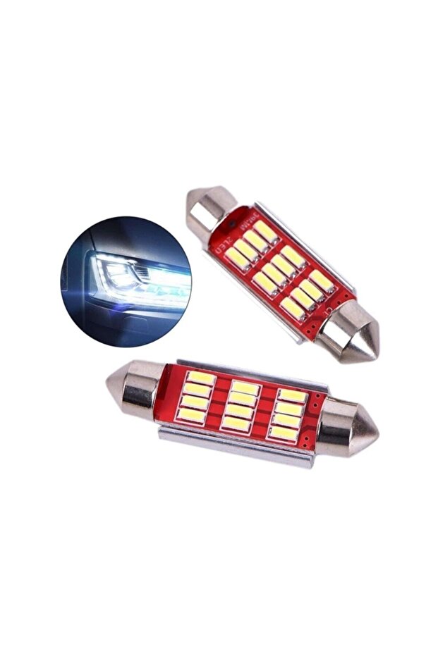 قطعتان من لمبة السقف LED للسيارات LED Sofit Led 39 مم أبيض
