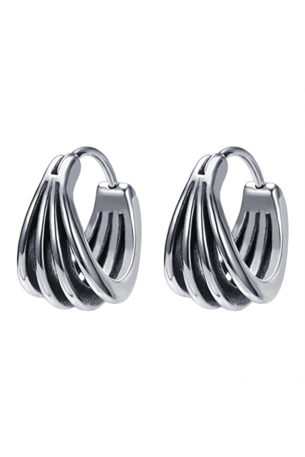 Modern Design Wide Hoop Snap-On 316l Men's Steel Earrings (pair)