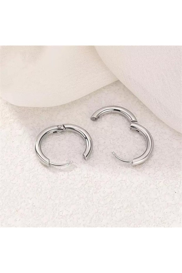 Unisex Gray Surgical Steel Non-Tarnish Thick Sports Hoop Earrings