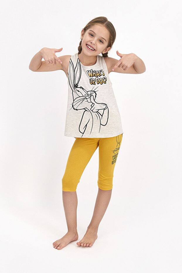 Licensed What's Up Doc Beige Melange Girl's Tights Capri Set