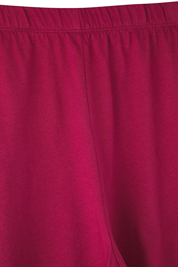 Bordo-Bej Melanj Örme 2'li Büyük Beden Pijama Altı TEDSS25IA00000 - 3
