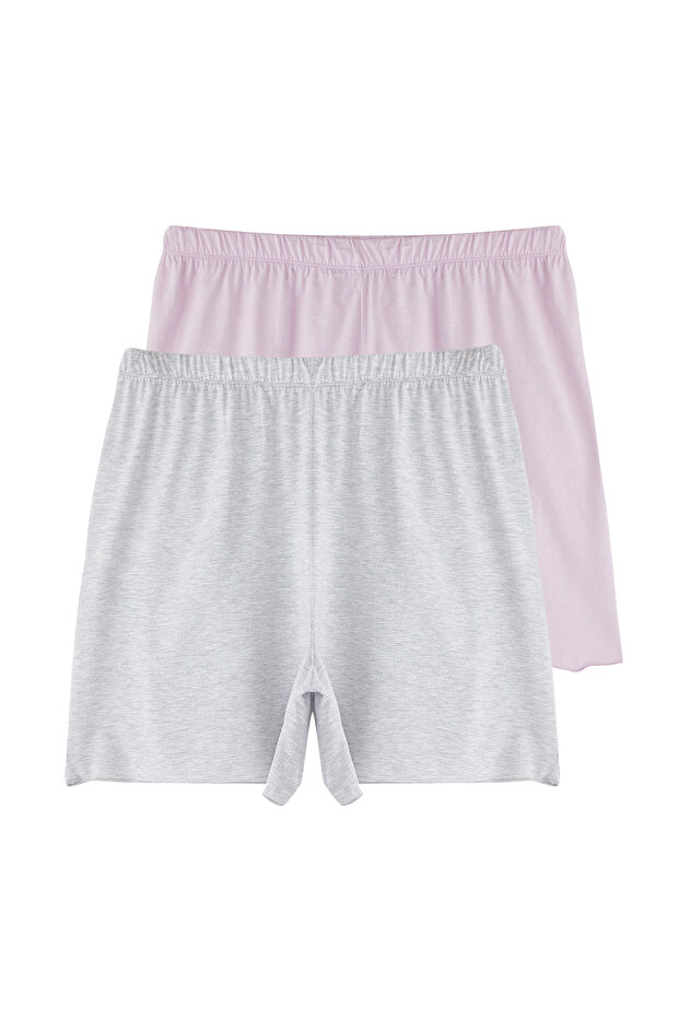 Lila-Gri Melanj Örme 2'li Büyük Beden Pijama Altı TEDSS25IA00000 - 3