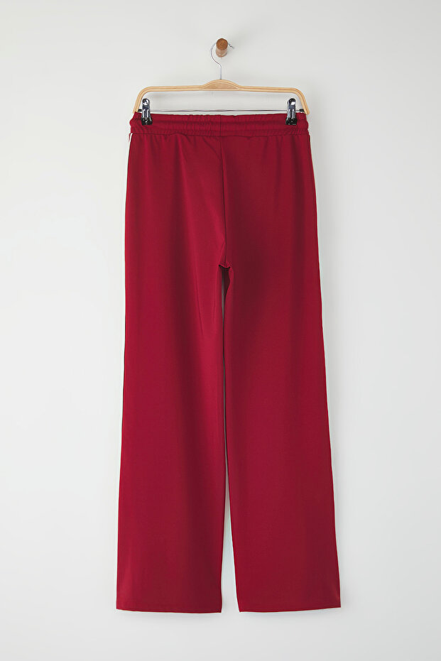 Bordo Çizgili Dalgıç/Scuba Kumaş Spor Örme Eşofman Altı THMSS25EA00006 - 8