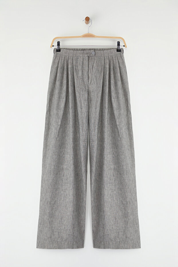Gri Wide Leg/Geniş Paça Dokuma Pantolon TWOSS25PL00107 Palazzo - 5
