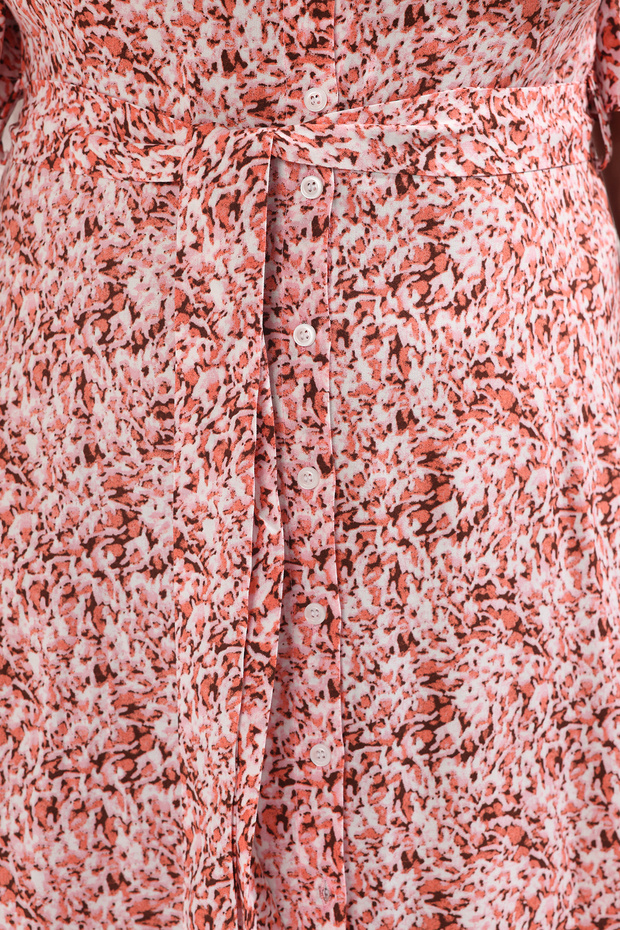 Rózsaszín absztrakt mintás szőtt hasított ingruha TBBSS22EL1596 - 6