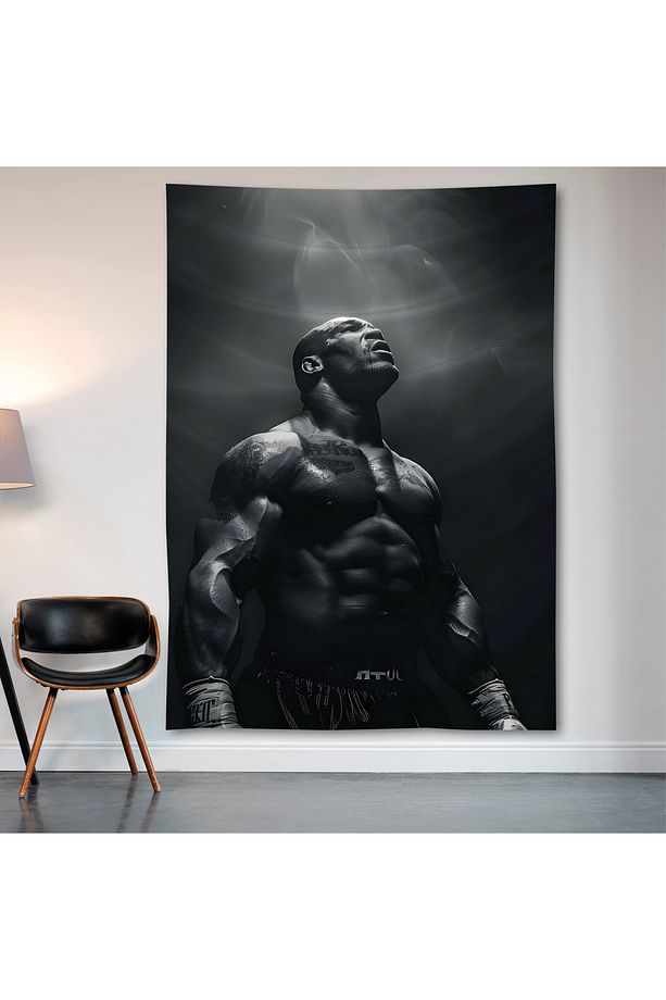 Mike Tyson Duvar Örtüsü Duvar Halısı Birinci Kalite Saten Kumaş Poster - 2