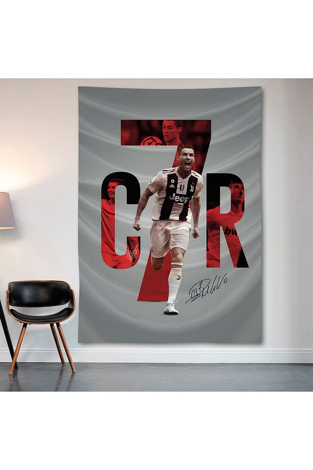 Cristiano Ronaldo Duvar Örtüsü Duvar Halısı Birinci Kalite Saten Kumaş Poster - 2