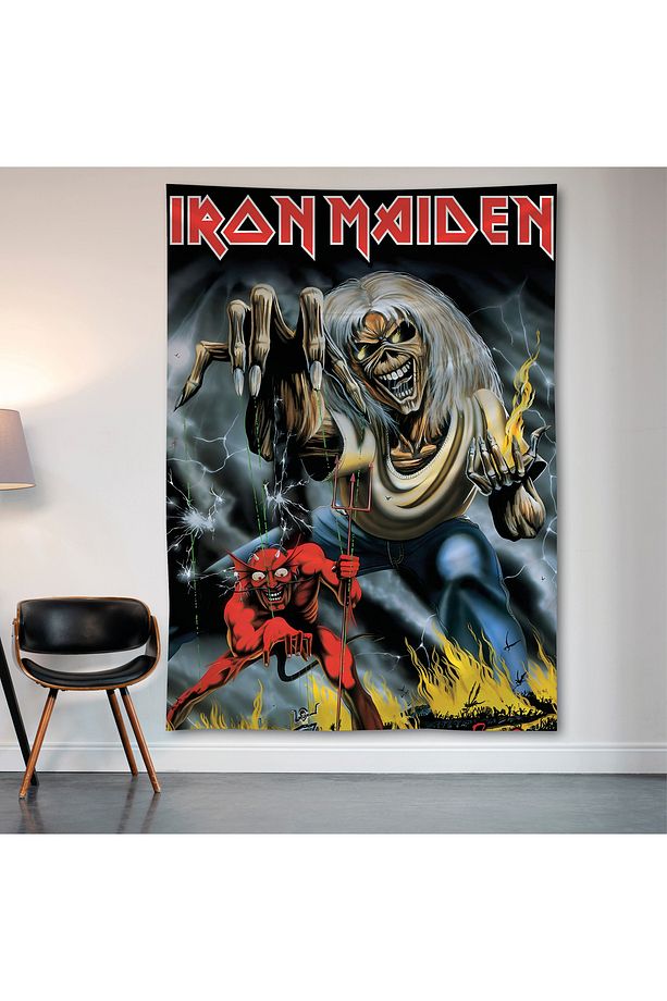 Iron Maiden Duvar Örtüsü Duvar Halısı Birinci Kalite Saten Kumaş Poster - 2