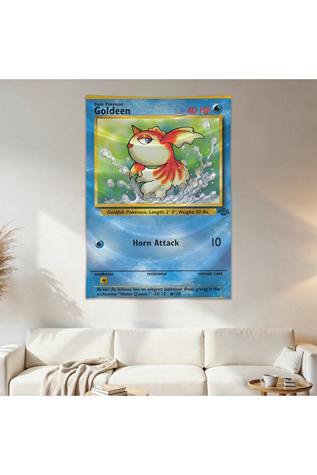 Goldeen Pokemon Card Wall Cloth Wall Tapestry First Quality Satin Fabric Poster