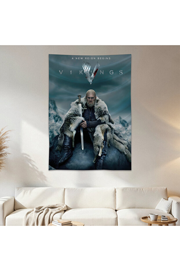 Vikings Wall Cloth Wall Tapestry First Quality Satin Fabric Poster