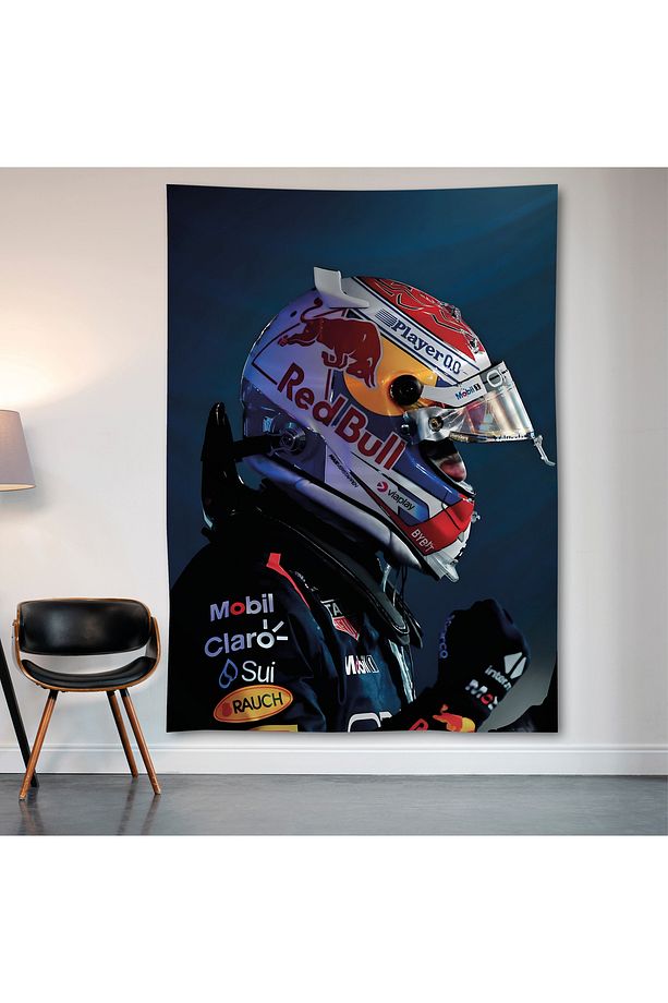 Max Verstappen Duvar Örtüsü Duvar Halısı Birinci Kalite Saten Kumaş Poster - 2