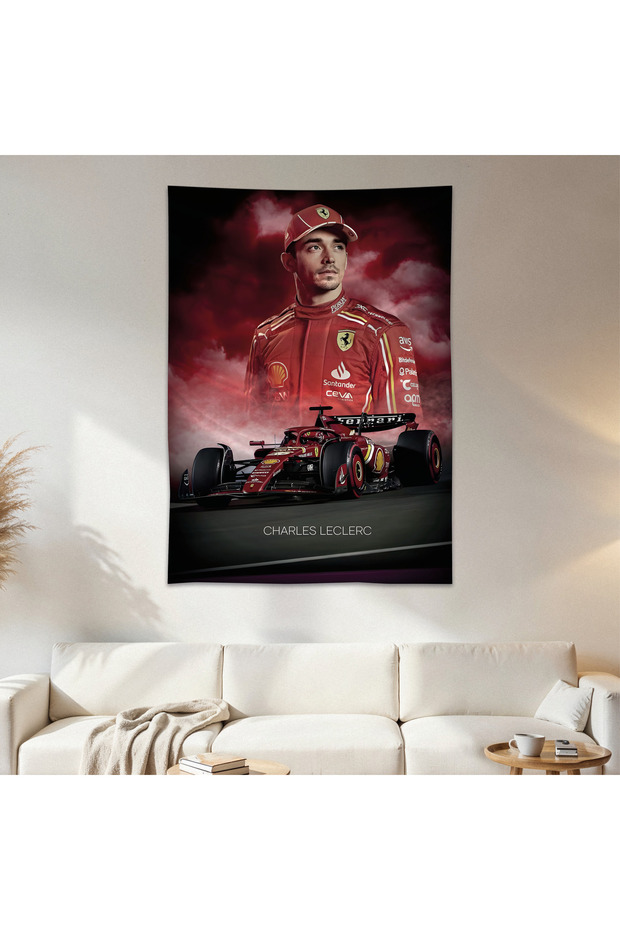 Ferrari Leclerc Wall Covering Wall Carpet First Quality Satin Fabric Poster