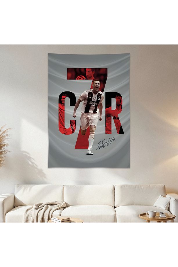 Cristiano Ronaldo Duvar Örtüsü Duvar Halısı Birinci Kalite Saten Kumaş Poster - 1