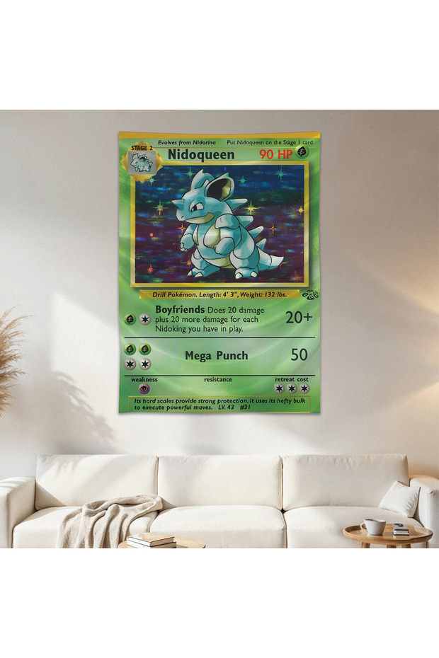Nidoqueen Pokemon Card Wall Cloth Wall Tapestry First Quality Satin Fabric Poster