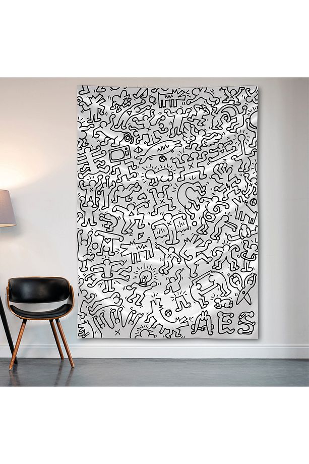 Keith Haring Duvar Örtüsü Duvar Halısı Birinci Kalite Saten Kumaş Poster - 2