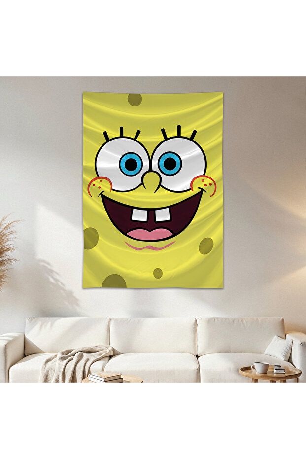 Sponge Bob Sünger Bob Duvar Örtüsü Duvar Halısı Birinci Kalite Saten Kumaş Poster - 1