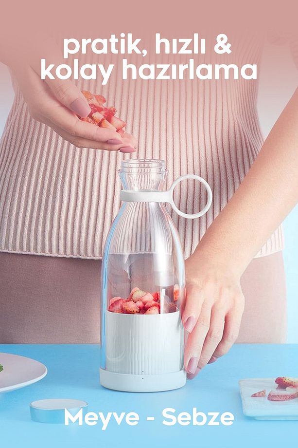 Taşınabilir Mini Şarjlı Blender Smoothie 380ml - 4