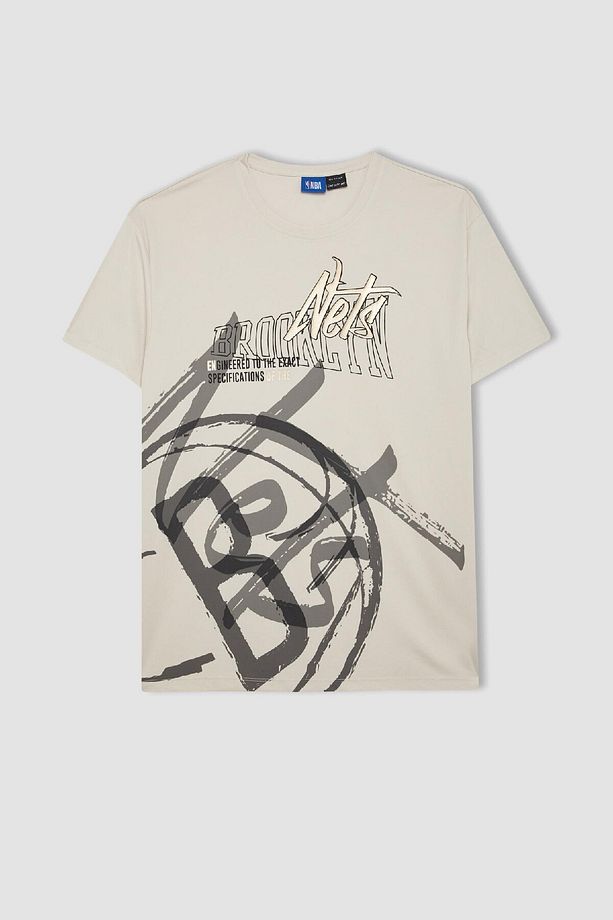 DeFactoFit NBA Brooklyn Nets Bisiklet Yaka Ağır Kumaş Kısa Kollu Tişört X8074AZ24SM - 7