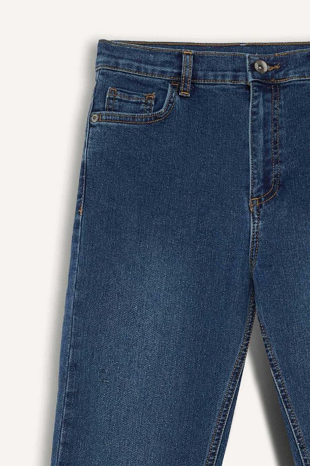 Erkek Çocuk Loose Fit Düz Paça Basic Düz Jean Pantolon C3698a824wn - 7