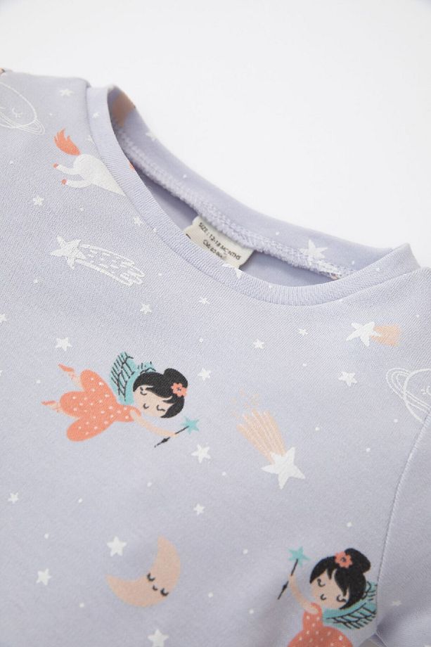 Kız Bebek Pijama Takım Desenli Uzun Kollu Üst Beli Lastikli Uzun Alt D3622a524wn - 3