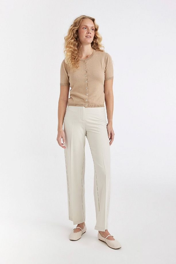 Regular Fit Bisiklet Yaka Basic Düz Düğmeli Kısa Kollu Triko Hırka D4643ax24au - 2