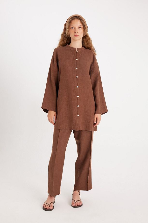 Manuka X Keten Uzun Kollu Basic Tunik D4394ax24hs - 7