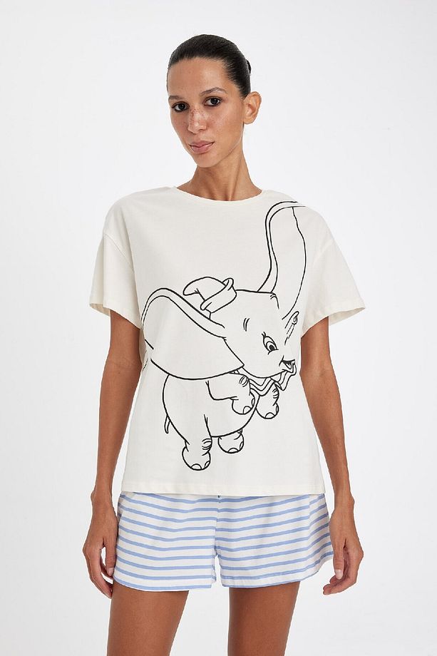 Fall In Love Disney Dumbo Pijama Takımı Regular Fit Kısa Kollu Üst Şort Alt D4473ax24hs - 4
