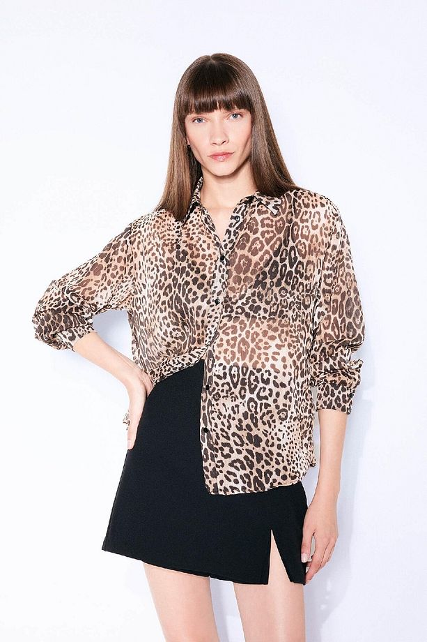 Regular Fit Leopar Desenli Uzun Kollu Gömlek D3721ax24au - 4