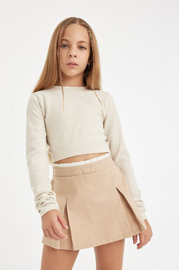 Kız Çocuk Basic Düz Gabardin Pileli Siyah Şort Etek D3213a824wn - 5