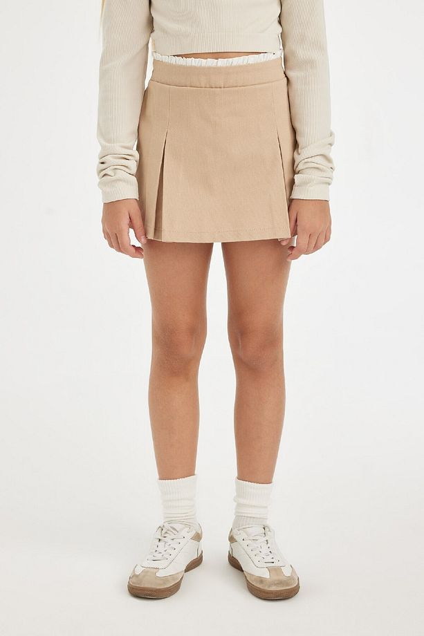 Kız Çocuk Basic Düz Gabardin Pileli Siyah Şort Etek D3213a824wn - 6