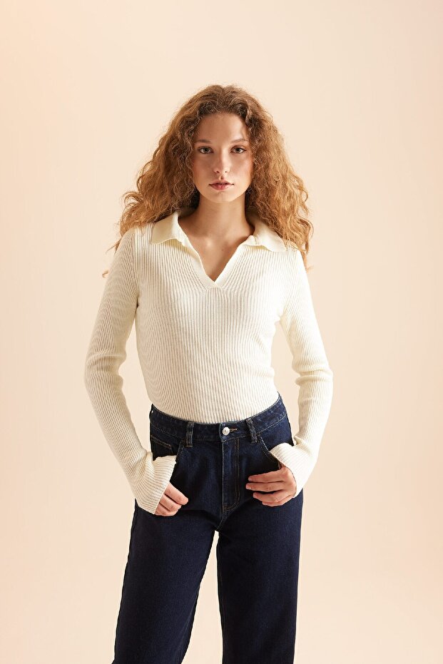 Strickpullover mit Polokragen A7540axns - 1