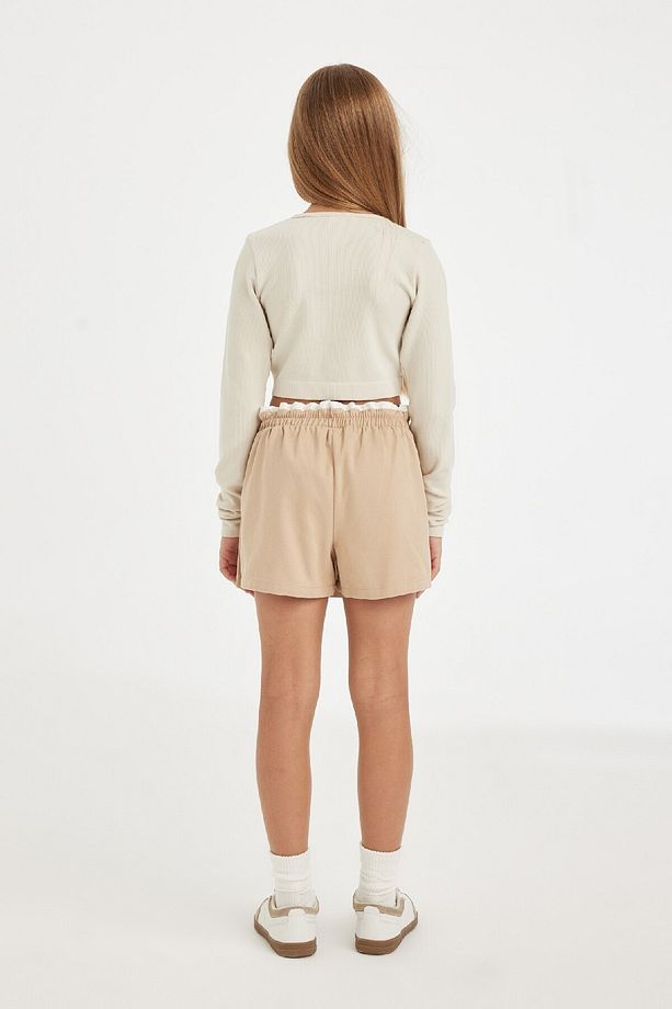 Kız Çocuk Basic Düz Gabardin Pileli Siyah Şort Etek D3213a824wn - 8