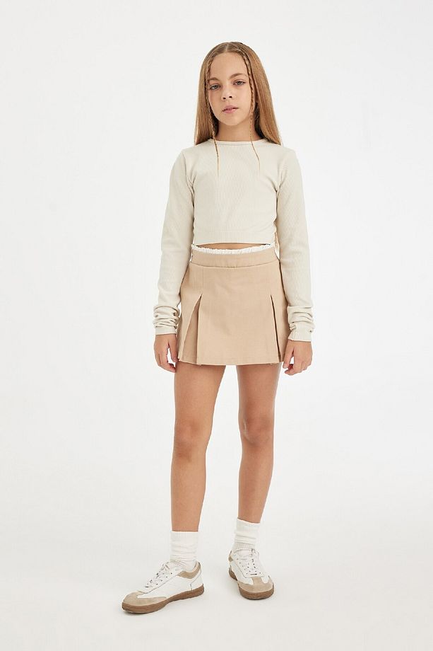 Kız Çocuk Basic Düz Gabardin Pileli Siyah Şort Etek D3213a824wn - 2