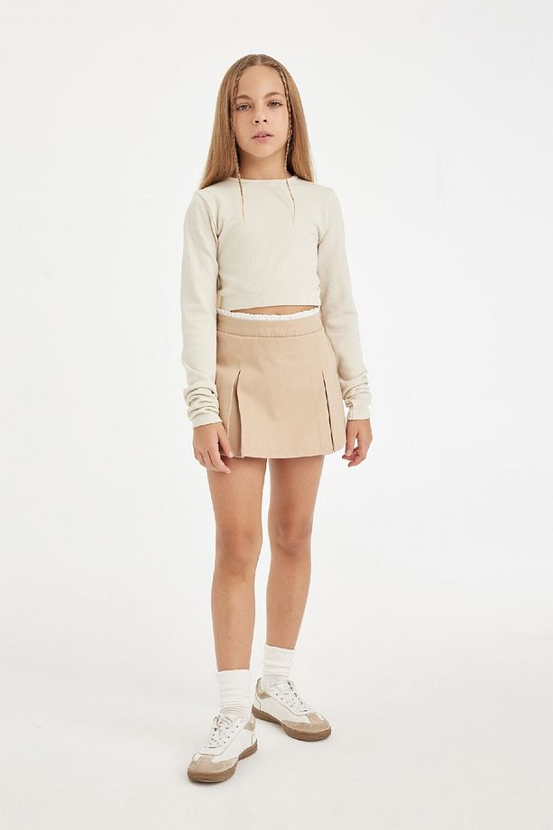 Kız Çocuk Basic Düz Gabardin Pileli Siyah Şort Etek D3213a824wn - 3