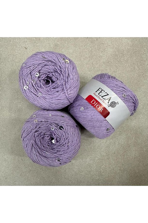 ( 4 Adet ) Pullu Örgü Ipi 505-lila Cotton-pamuk Ince Pullu Örgü Ipi % 75 Pamuk 100 gr 310 M D'ior - 1