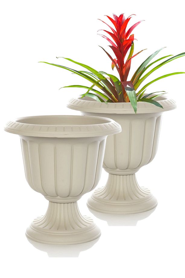 2 Adet 6 Litre Nergiz Saksı Seti Kırık Beyaz Ayaklı Plastik Çiçek Saksısı Set - 1