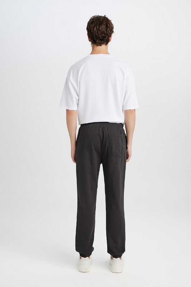 %100 Pamuk Jogger Gabardin Pantolon Beli Regular Fit Bağcıklı Lastikli Paça D5927ax24au - 4